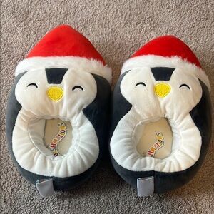 Squishmallows Penguin Slippers - Black, White, Red